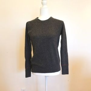 BANANA REPUBLIC Merino Wool Blend Grey Round Neck Sweater With Red Details